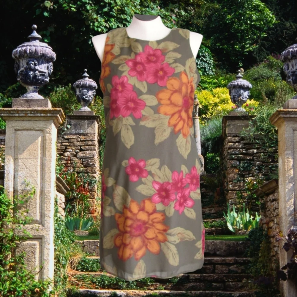 Y2K Floral Sheath Dress - Picture 1 of 5